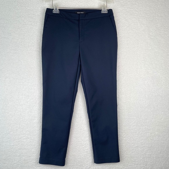 Ellen Tracy Pants - Ellen Tracy Navy Blue Tailored Ankle Pants Slim Fit Career Workwear Size 6